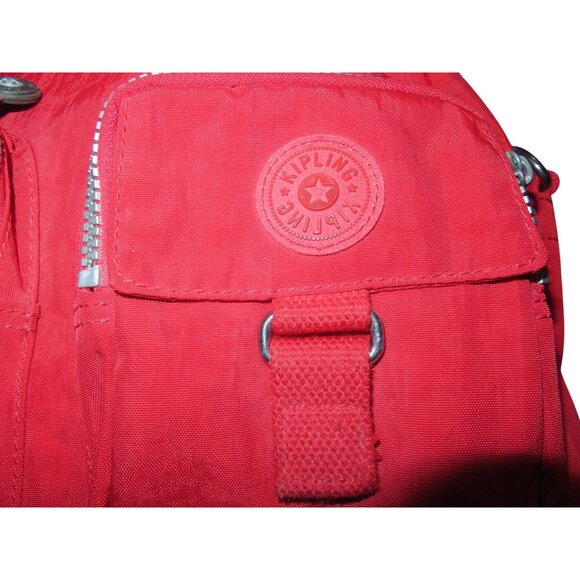 Kipling HB6855 Defea Large Crossbody Handbag in Red Nylon with Leather Handles - Picture 12 of 14